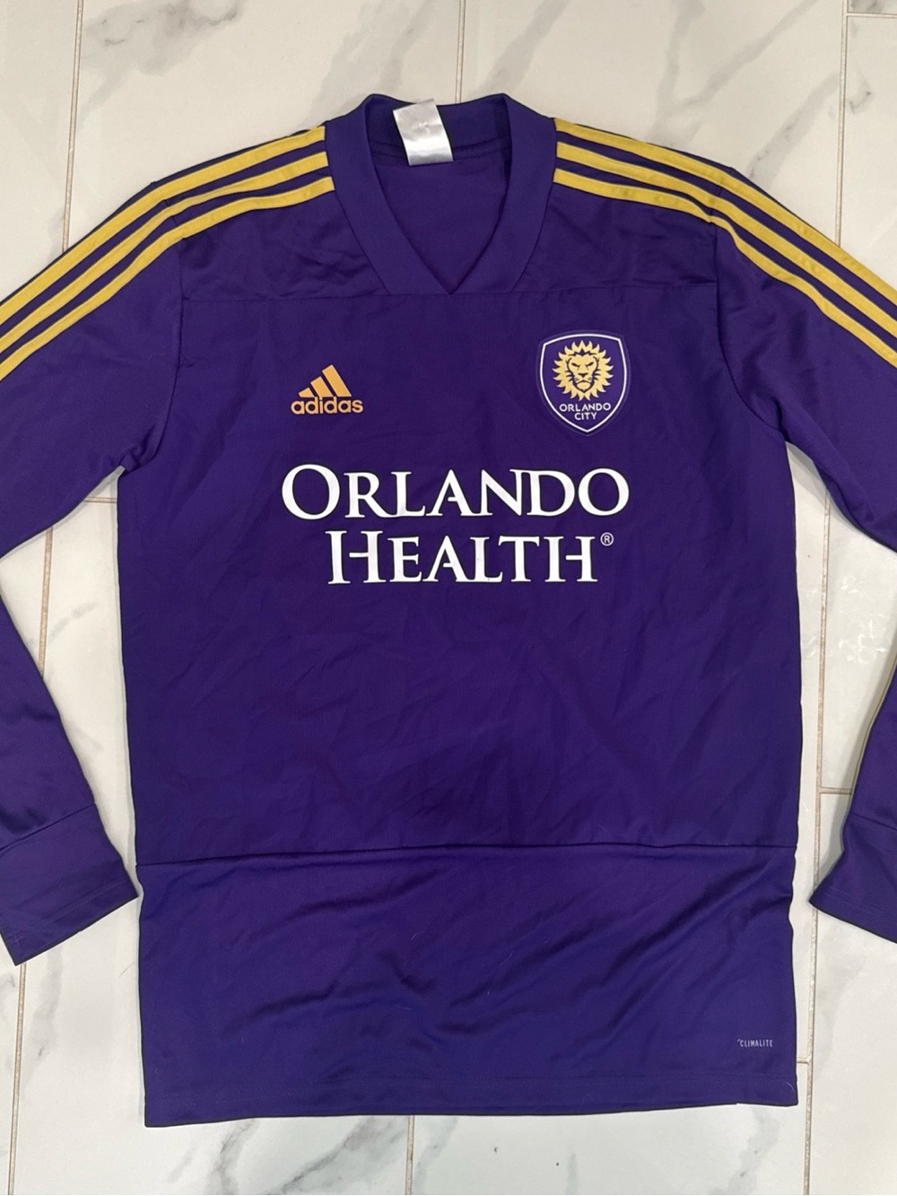 adidas Purple Orlando City Long-Sleeve Soccer Jersey with Gold Trim